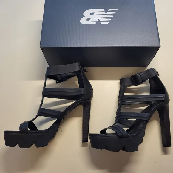 VIC MATIE Leather High Heeled Grip Fast Sole Platform Sandals Shoes - Sz EU 39 - Picture 3 of 16